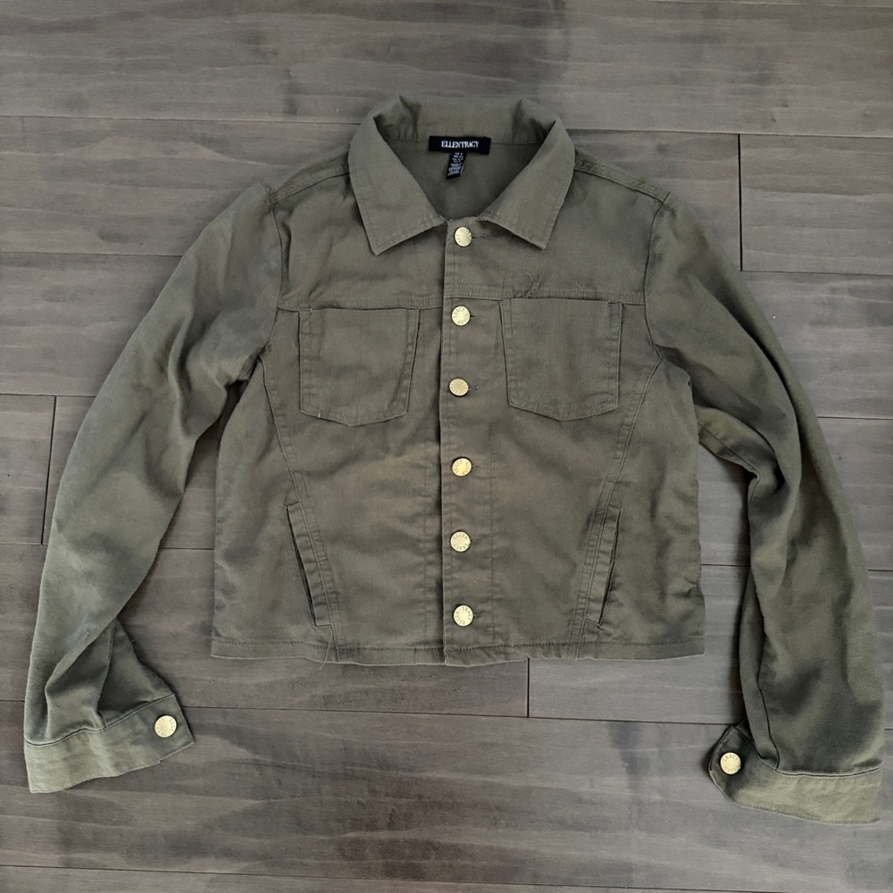 Ellen Tracy Khaki Button-Up Jacket size small